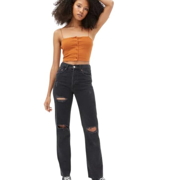 Aeropostale 90’s Baggy Non Stretch Denim Jeans in Dark Distressed Size 4R NWT - Picture 2 of 8